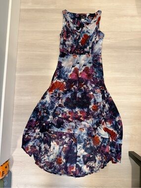 Simply Vera Vera Wang Navy Purple Floral high low Dress